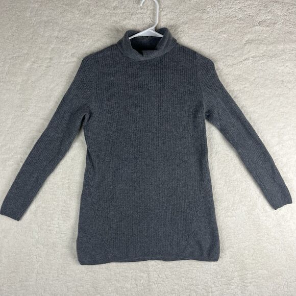 Lands End‎ Gray 100% Cashmere Turtleneck Sweater Womens Small 6-8 - Picture 1 of 7